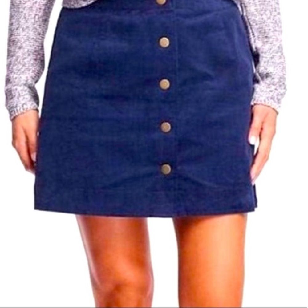 Old Navy Dark Blue Corduroy A-line Button-Front Skirt Size 12